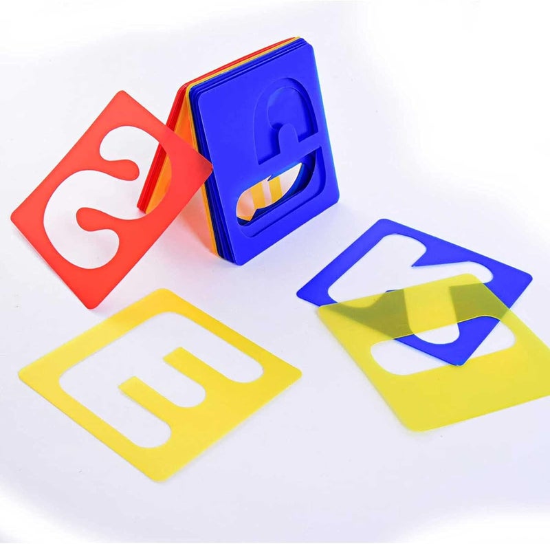 TecUnite 26 Pieces Alphabet Stencils Set Plastic Letter Stencils for Painting Learning, DIY Craft Decoration (5 x 5 Inches) - Image 5